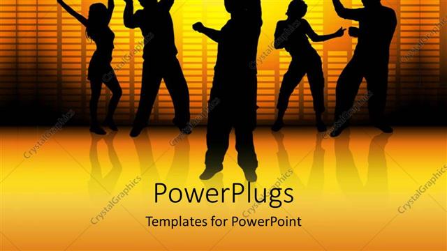  Presentation with graphic - Silhouette of people dancing with graphic equalizer bars in background