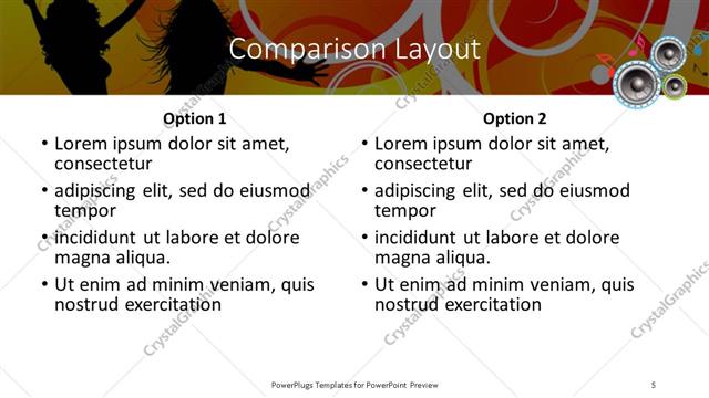 Comparison presentation slide layout