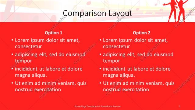 Comparison presentation slide layout
