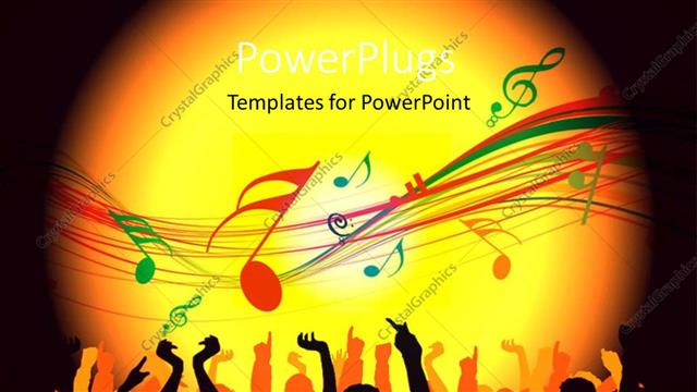  Presentation with people - Silhouette of people dancing , with musical signs