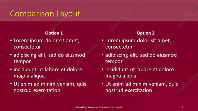 Comparison presentation slide layout