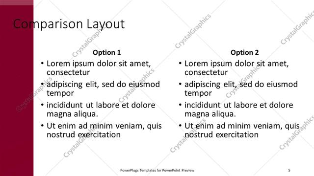 Comparison presentation slide layout