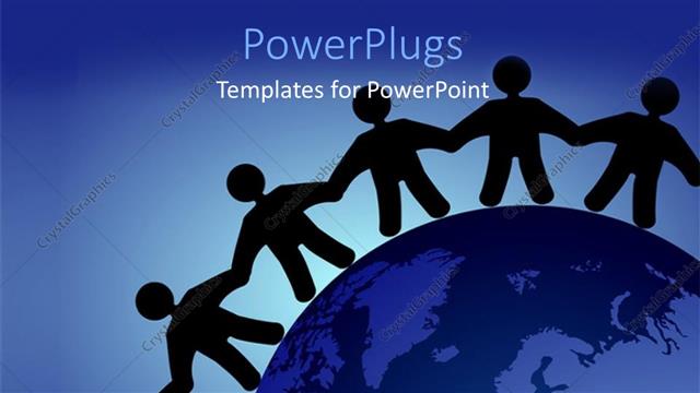  Presentation with togetherness - Silhouette of people holding hands round the earth globe