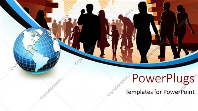  Presentation with hands holding - Silhouette of people holding hands with world map in background and earth globe?