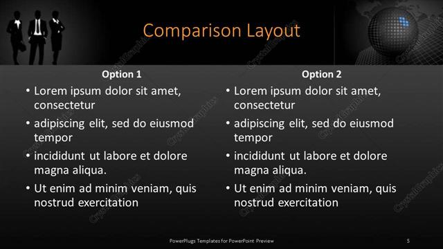 Comparison presentation slide layout