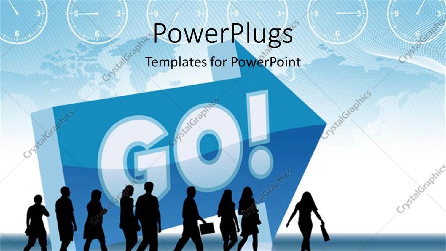 Featuring Silhouette of People Walking in a Direction with large 3D Sign GO