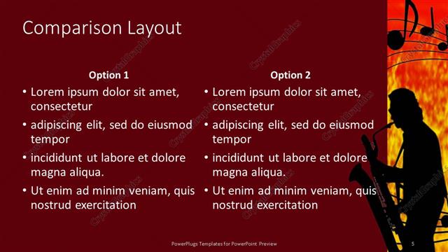 Comparison presentation slide layout