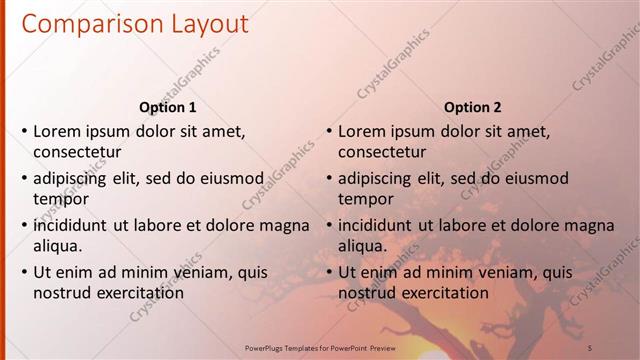 Comparison presentation slide layout
