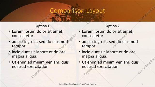 Comparison presentation slide layout