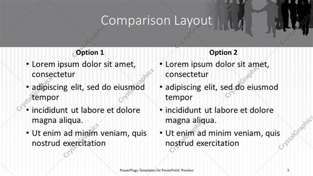 Comparison presentation slide layout