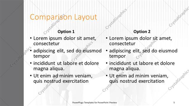 Comparison presentation slide layout