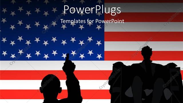  Presentation with president - Silhouette of United States president delivering speech over American flag