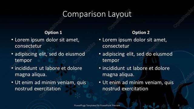 Comparison presentation slide layout