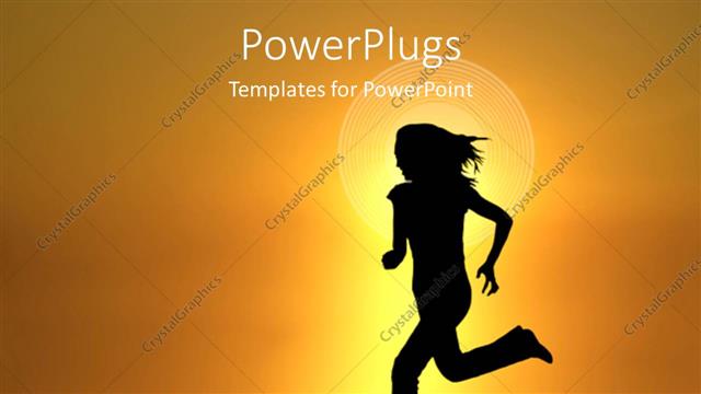  Presentation with exercise - Silhouette of woman running on grass at sunset, exercise, fitness