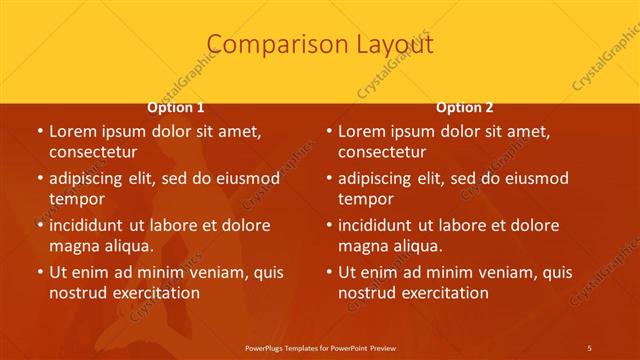 Comparison presentation slide layout