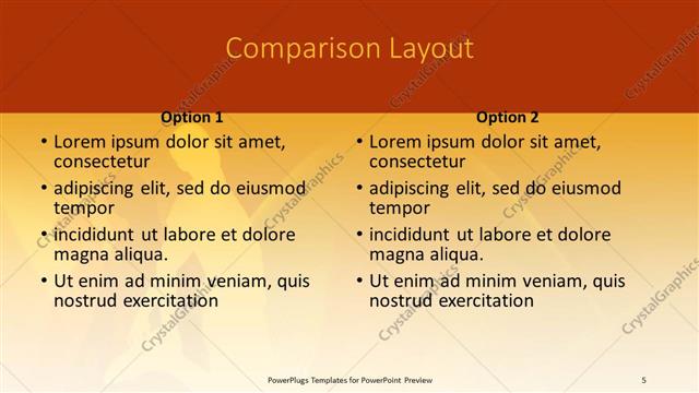 Comparison presentation slide layout