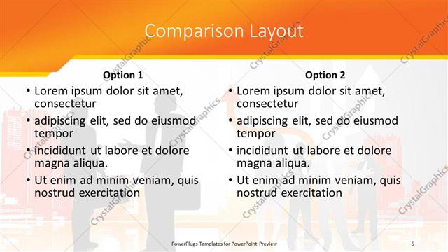 Comparison presentation slide layout