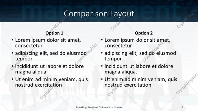 Comparison presentation slide layout