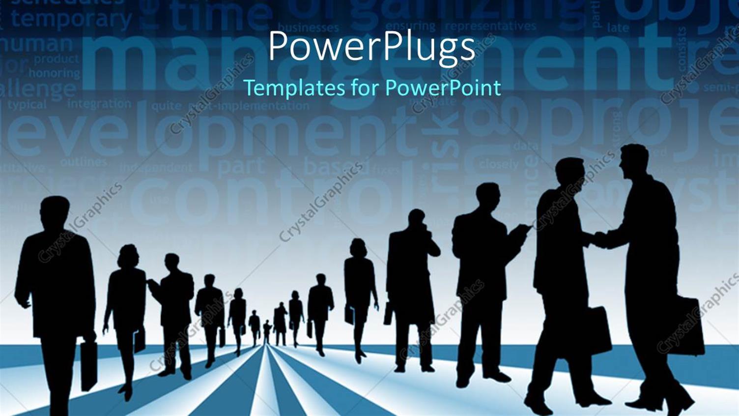 Featuring Silhouettes of Business People with Management and Business Keywords in Background