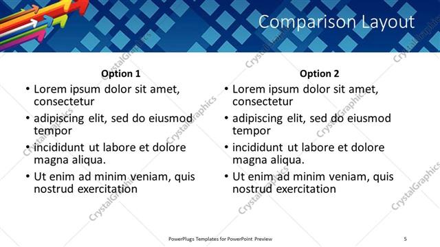 Comparison presentation slide layout