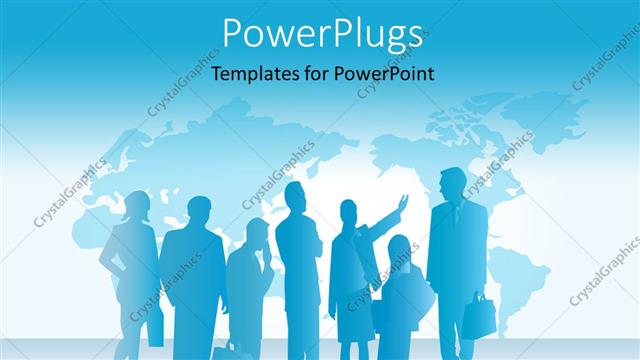  Presentation with world map - Silhouettes of business people with world map