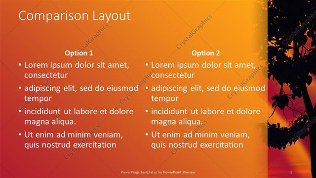 Comparison presentation slide layout