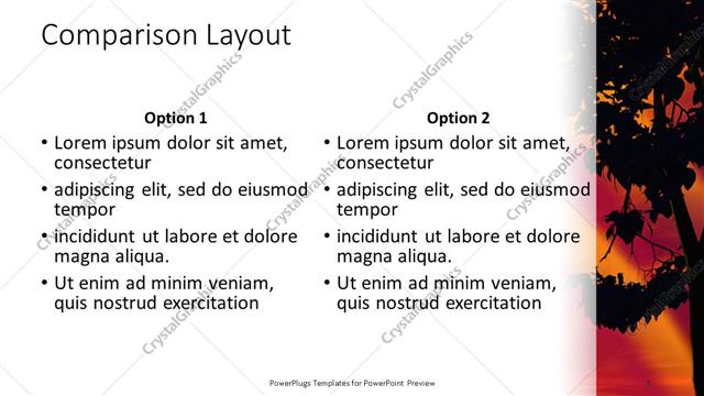 Comparison presentation slide layout