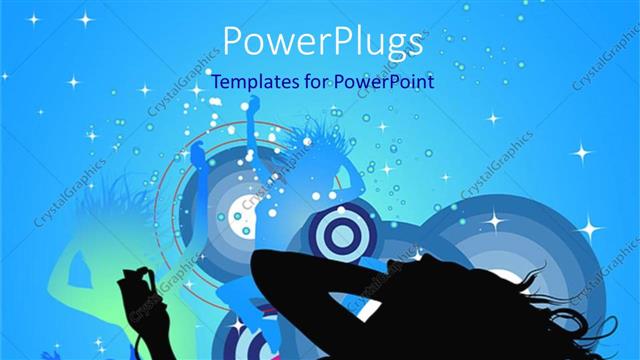  Presentation with disco dancing silhouettes - Silhouettes of girls dancing with disco lights on circle patterned background