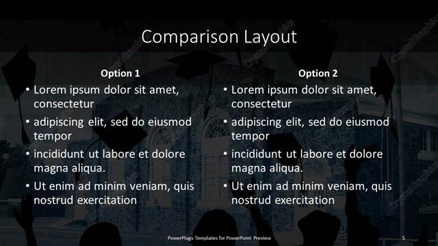 Comparison presentation slide layout