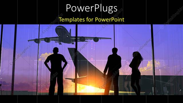  Presentation with airport - Silhouette of people looking through glass at airport