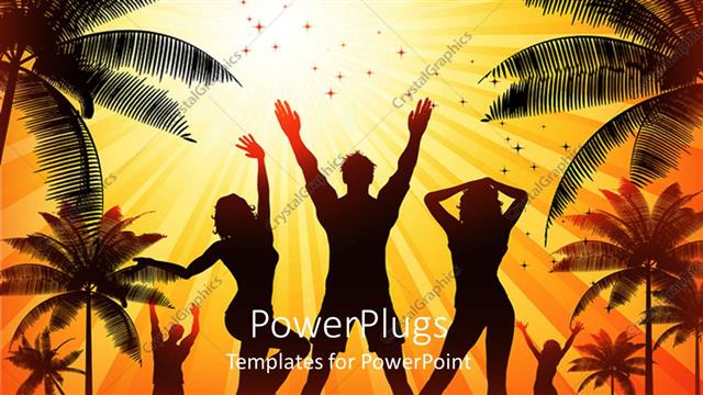  Presentation with dancing silhouettes - Silhouettes of people dancing on bright summer background