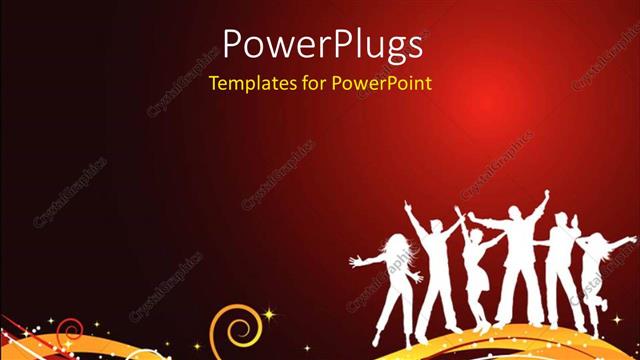  Presentation with dancing silhouettes - Silhouettes of people dancing , on a decorative design