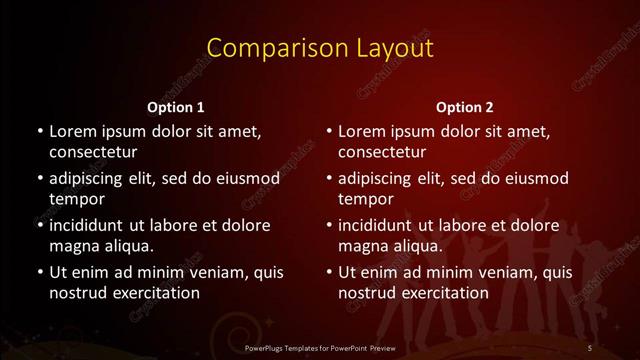 Comparison presentation slide layout