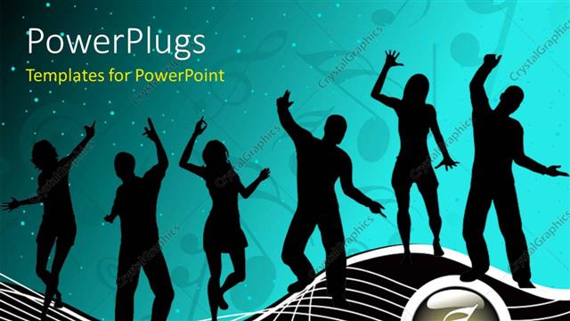  Presentation with dancing silhouettes - Silhouettes of people dancing with musical symbols