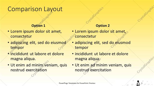 Comparison presentation slide layout