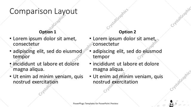Comparison presentation slide layout