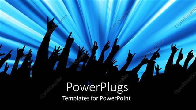  Presentation with audience - Silhouettes with raised hands at a concert, people attending a concert