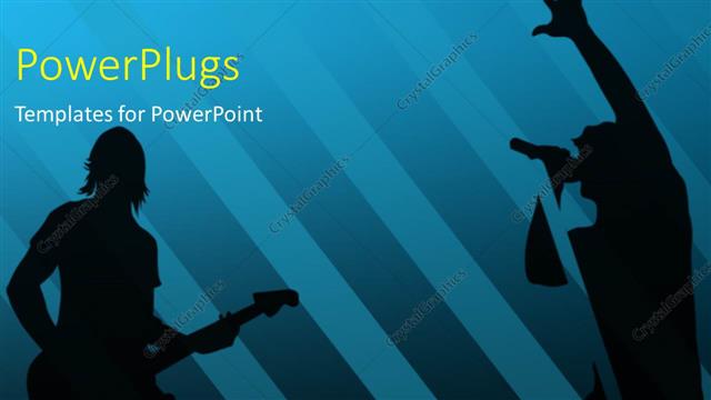  Presentation with blue night - Silhouettes singing and playing guitar with blue color