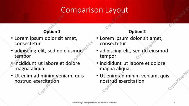 Comparison presentation slide layout