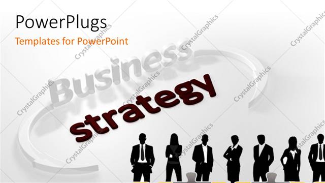  Presentation with strategy - Silhouettes standing behind jigsaw puzzle pieces with business icons
