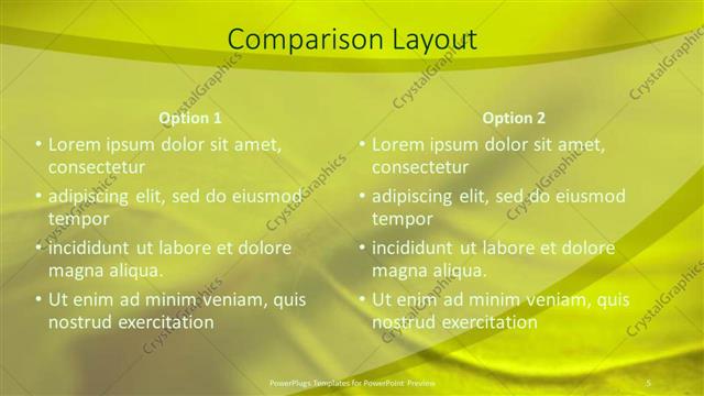Comparison presentation slide layout
