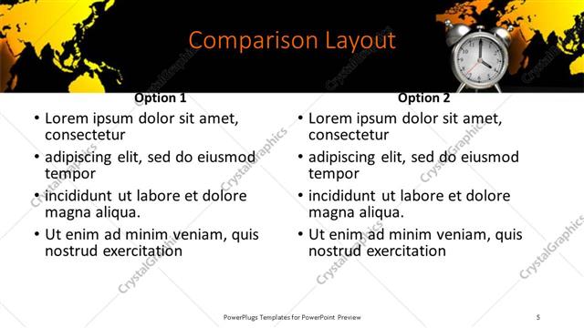 Comparison presentation slide layout