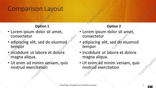 Comparison presentation slide layout