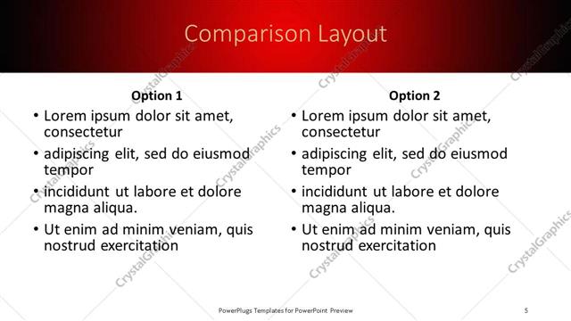 Comparison presentation slide layout