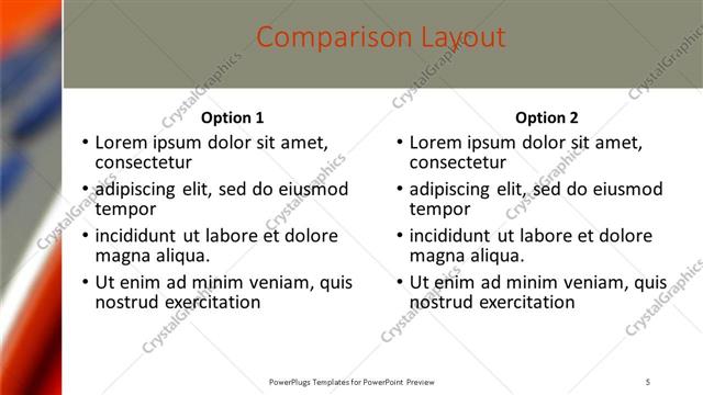 Comparison presentation slide layout