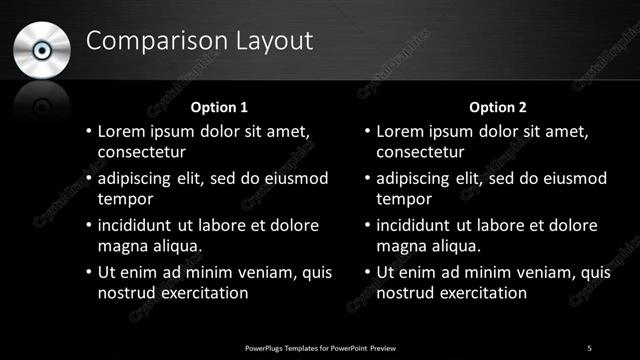 Comparison presentation slide layout