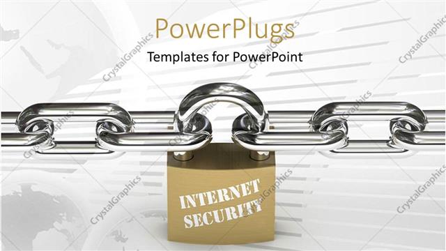  Presentation with internet security - Silver chain joined by padlock with text INTERNET SECURITY