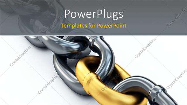  Presentation with gold silver - Silver chain with one gold link on white background