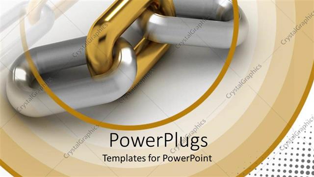  Presentation with gold silver - Silver chain with outstanding gold link, brown concentric circles