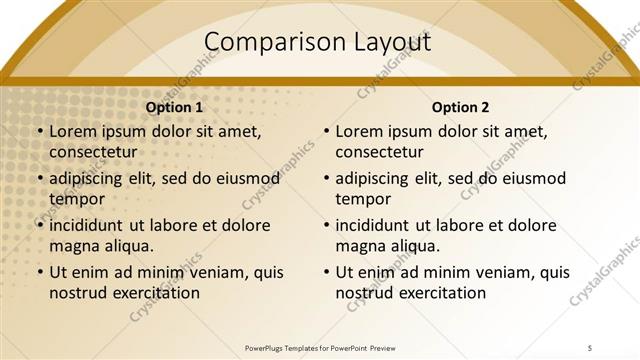 Comparison presentation slide layout